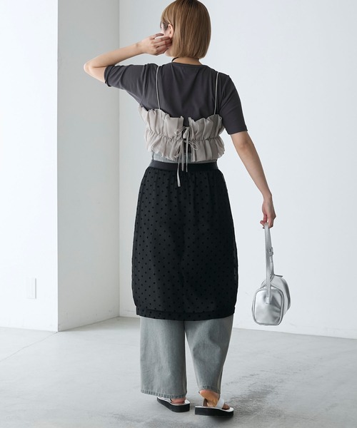 forksy.】フリルビスチェSET半袖Tシャツ（Tシャツ/カットソー