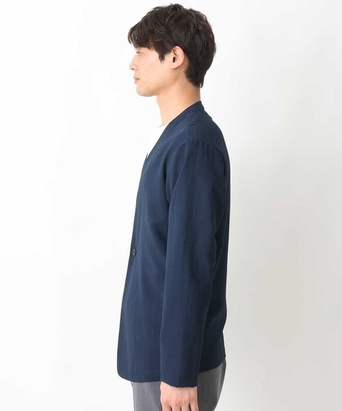 a.v.v（アーヴェヴェ）の「【シワになりにくい】リライトノーカラージャケット（セットアップ可）（ノーカラージャケット・メンズ・ネイビー/ダークグレー・46/48/50）」の3枚目の写真