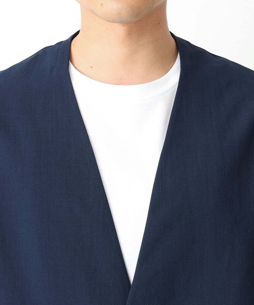 a.v.v（アーヴェヴェ）の「【シワになりにくい】リライトノーカラージャケット（セットアップ可）（ノーカラージャケット・メンズ・ネイビー/ダークグレー・46/48/50）」の5枚目の写真