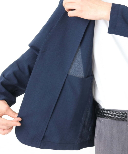 a.v.v（アーヴェヴェ）の「【シワになりにくい】リライトノーカラージャケット（セットアップ可）（ノーカラージャケット・メンズ・ネイビー/ダークグレー・46/48/50）」の10枚目の写真