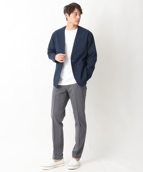 a.v.v（アーヴェヴェ）の「【シワになりにくい】リライトノーカラージャケット（セットアップ可）（ノーカラージャケット・メンズ・ネイビー/ダークグレー・46/48/50）」の11枚目の写真