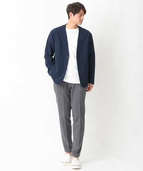 a.v.v（アーヴェヴェ）の「【シワになりにくい】リライトノーカラージャケット（セットアップ可）（ノーカラージャケット・メンズ・ネイビー/ダークグレー・46/48/50）」の12枚目の写真