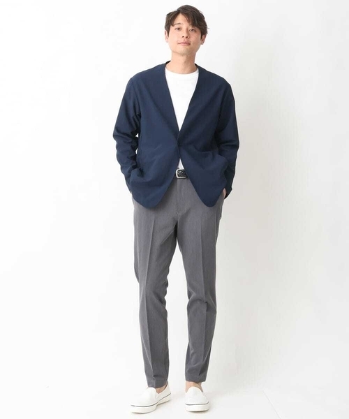 a.v.v（アーヴェヴェ）の「【シワになりにくい】リライトノーカラージャケット（セットアップ可）（ノーカラージャケット・メンズ・ネイビー/ダークグレー・46/48/50）」の14枚目の写真