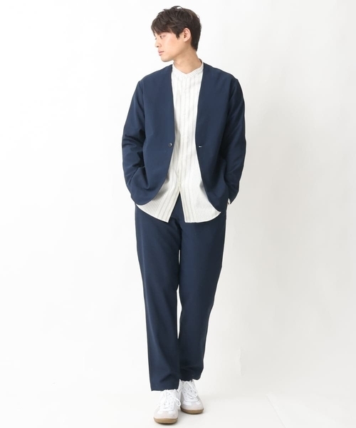 a.v.v（アーヴェヴェ）の「【シワになりにくい】リライトノーカラージャケット（セットアップ可）（ノーカラージャケット・メンズ・ネイビー/ダークグレー・46/48/50）」の15枚目の写真