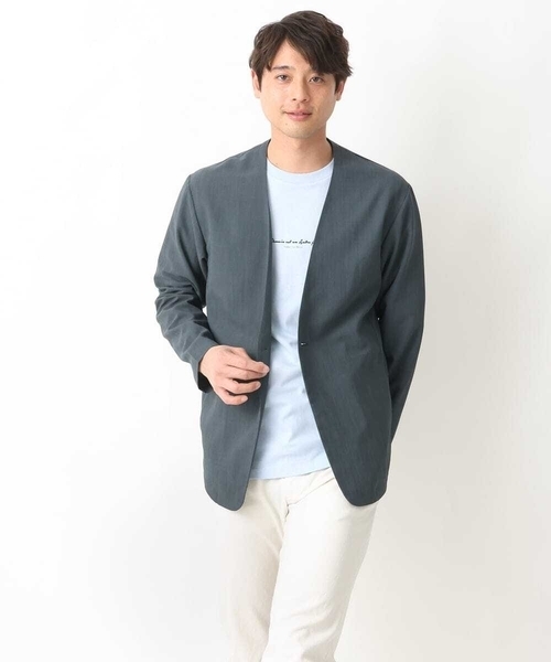 a.v.v（アーヴェヴェ）の「【シワになりにくい】リライトノーカラージャケット（セットアップ可）（ノーカラージャケット・メンズ・ネイビー/ダークグレー・46/48/50）」の20枚目の写真