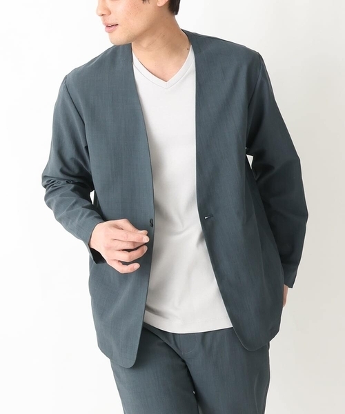 a.v.v（アーヴェヴェ）の「【シワになりにくい】リライトノーカラージャケット（セットアップ可）（ノーカラージャケット・メンズ・ネイビー/ダークグレー・46/48/50）」の22枚目の写真