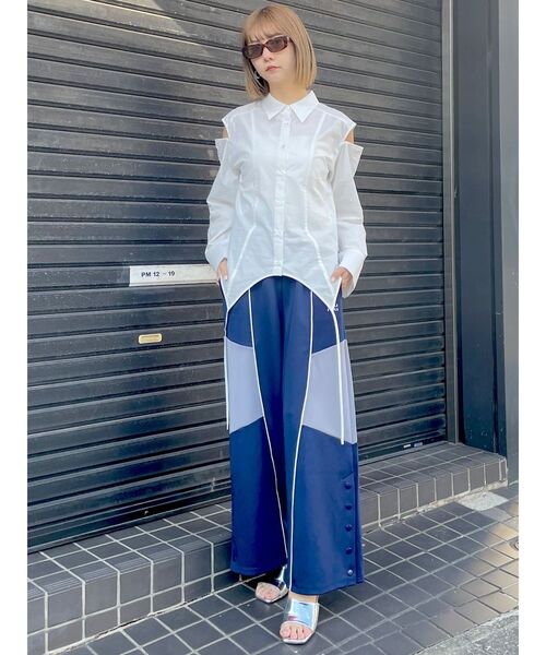 MURUA（ムルーア）の「マルチカラージャージワイドパンツ【トラックパンツ】（その他パンツ・レディース・グレー/ネイビー・FREE）」の7枚目の写真