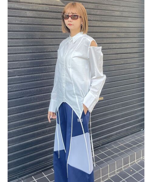 MURUA（ムルーア）の「マルチカラージャージワイドパンツ【トラックパンツ】（その他パンツ・レディース・グレー/ネイビー・FREE）」の9枚目の写真