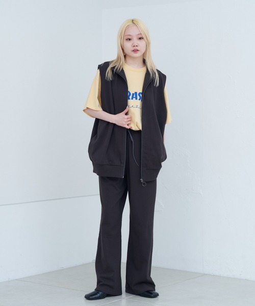 WHIMSIC(ウィムジック)の「【UNISEX/SETUP対応】ヘビーウェイトカットソージップベスト(ベスト・メンズ・チャコールグレー/ブラック・FREE)」の14枚目の写真