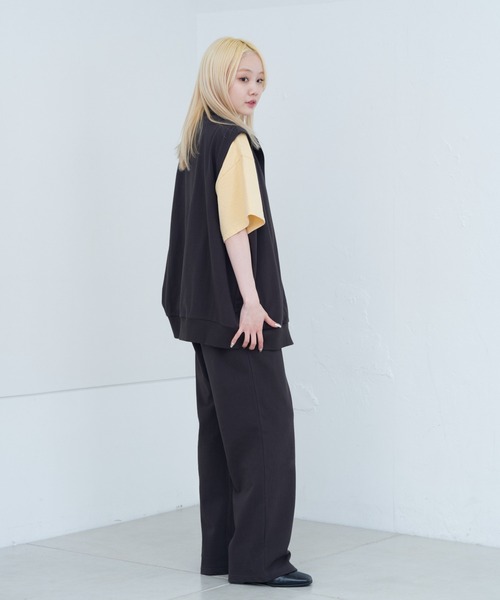 WHIMSIC(ウィムジック)の「【UNISEX/SETUP対応】ヘビーウェイトカットソージップベスト(ベスト・メンズ・チャコールグレー/ブラック・FREE)」の15枚目の写真