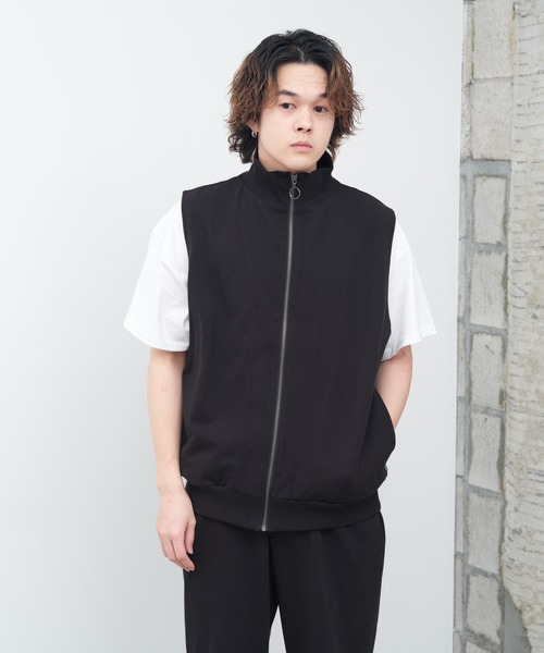 WHIMSIC(ウィムジック)の「【UNISEX/SETUP対応】ヘビーウェイトカットソージップベスト(ベスト・メンズ・チャコールグレー/ブラック・FREE)」の8枚目の写真