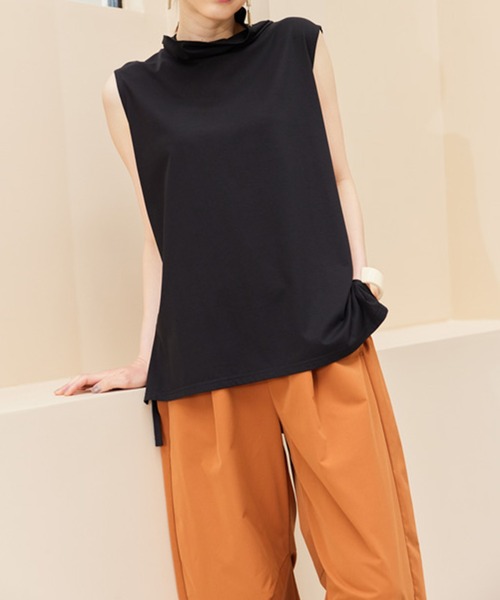 RANAN（ラナン）の「スリーブレスハイネックプルオーバー（Tシャツ/カットソー・レディース・グリーン/ブラック/ライトグレー/オレンジ・L/M/LL）」の14枚目の写真
