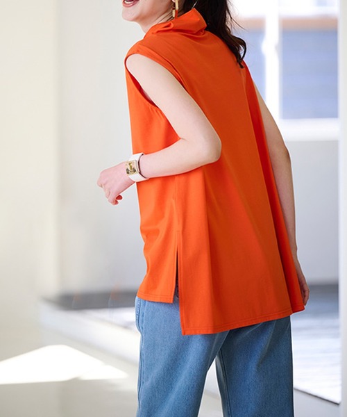 RANAN（ラナン）の「スリーブレスハイネックプルオーバー（Tシャツ/カットソー・レディース・グリーン/ブラック/ライトグレー/オレンジ・L/M/LL）」の8枚目の写真