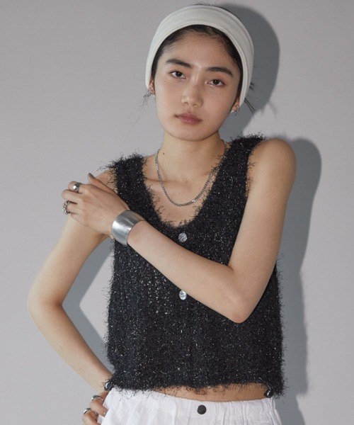 Aunt Marie's（アントマリーズ）の「2WAYシャギーラメニットタンク（タンクトップ・レディース・ブラック/シルバー/ピンク・FREE）」の6枚目の写真