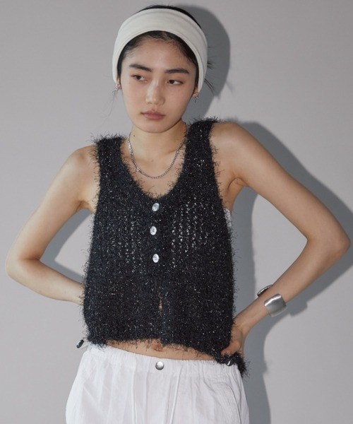 Aunt Marie's（アントマリーズ）の「2WAYシャギーラメニットタンク（タンクトップ・レディース・ブラック/シルバー/ピンク・FREE）」の9枚目の写真