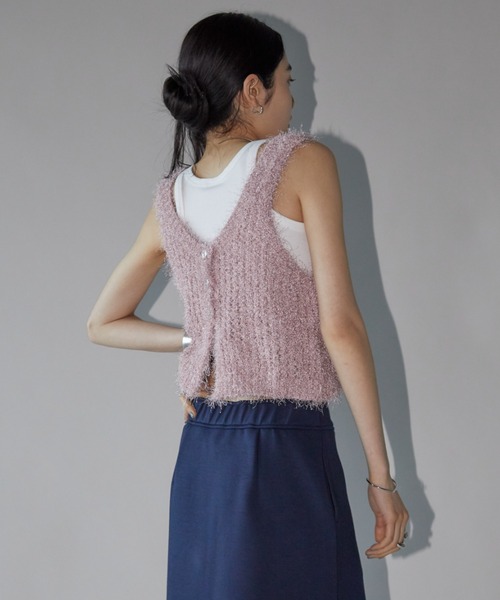 Aunt Marie's（アントマリーズ）の「2WAYシャギーラメニットタンク（タンクトップ・レディース・ブラック/シルバー/ピンク・FREE）」の12枚目の写真