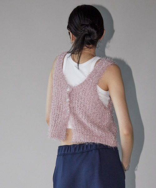 Aunt Marie's（アントマリーズ）の「2WAYシャギーラメニットタンク（タンクトップ・レディース・ブラック/シルバー/ピンク・FREE）」の13枚目の写真