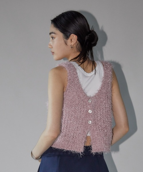Aunt Marie's（アントマリーズ）の「2WAYシャギーラメニットタンク（タンクトップ・レディース・ブラック/シルバー/ピンク・FREE）」の14枚目の写真