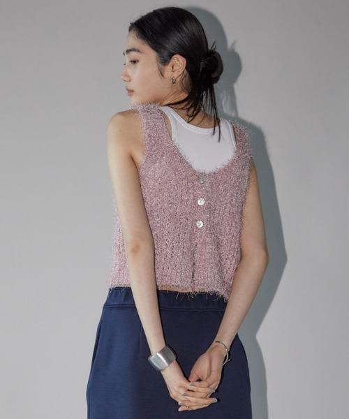 Aunt Marie's（アントマリーズ）の「2WAYシャギーラメニットタンク（タンクトップ・レディース・ブラック/シルバー/ピンク・FREE）」の15枚目の写真