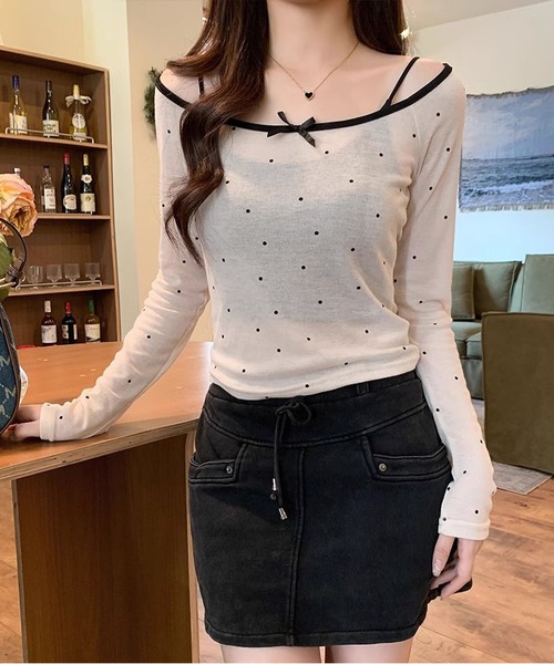 MAISON DE THERESE(メゾン ド テレーズ)の「ドット長袖Tシャツ(Tシャツ/カットソー・レディース・ピンク/ベージュ・S/M)」の14枚目の写真