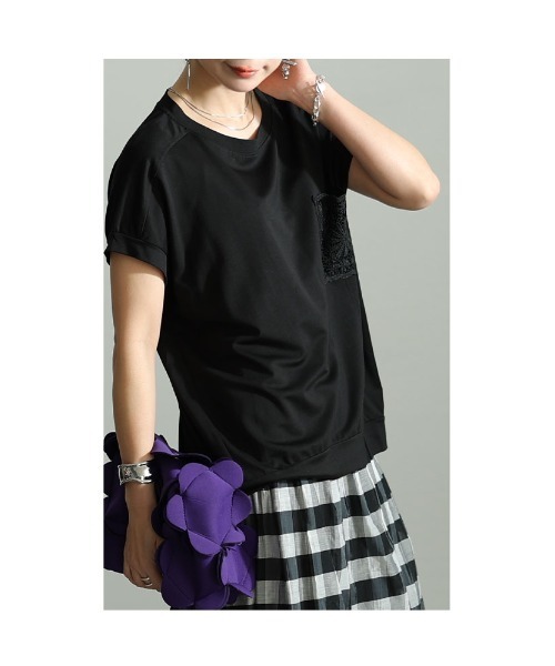 セール】レース切替肩開きBIGT（Tシャツ/カットソー）｜Chico