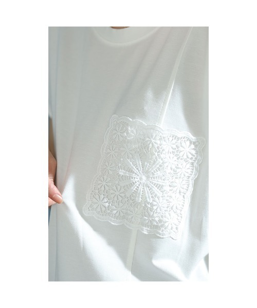 胸ポケットレース刺繍カットソー（Tシャツ/カットソー）｜Sawa a