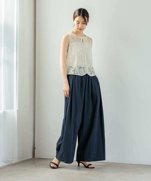 URBAN RESEARCH（アーバンリサーチ）の「『UR TECH』ギャザーワイドパンツ（その他パンツ・レディース・ライトグレー/ブラック/ベージュ系その他/ネイビー・FREE）」の10枚目の写真