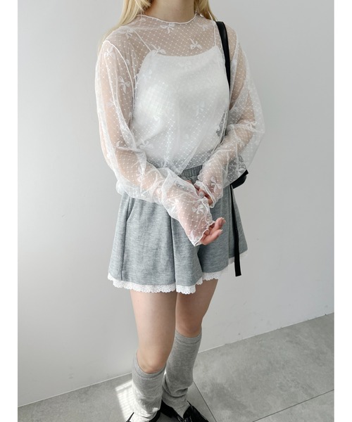 WC（ダブル シー）の「リボンチュールビッグトップス（Tシャツ/カットソー・レディース・ブラック/ピンク/ホワイト・FREE）」の6枚目の写真