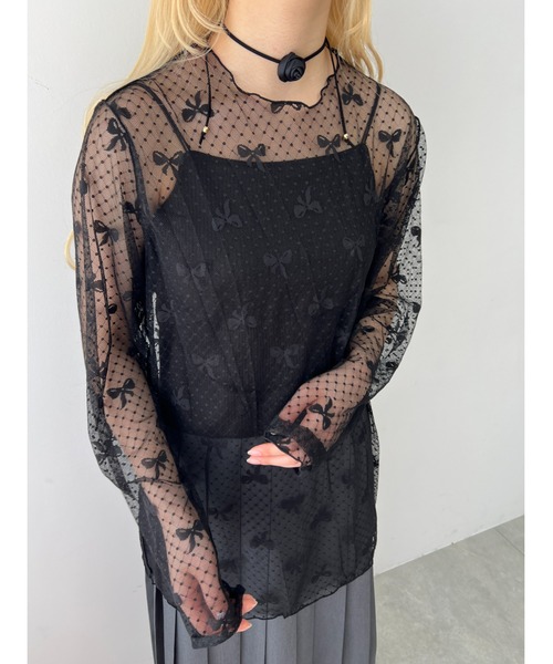 WC（ダブル シー）の「リボンチュールビッグトップス（Tシャツ/カットソー・レディース・ブラック/ピンク/ホワイト・FREE）」の12枚目の写真