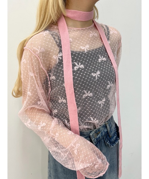 WC（ダブル シー）の「リボンチュールビッグトップス（Tシャツ/カットソー・レディース・ブラック/ピンク/ホワイト・FREE）」の15枚目の写真