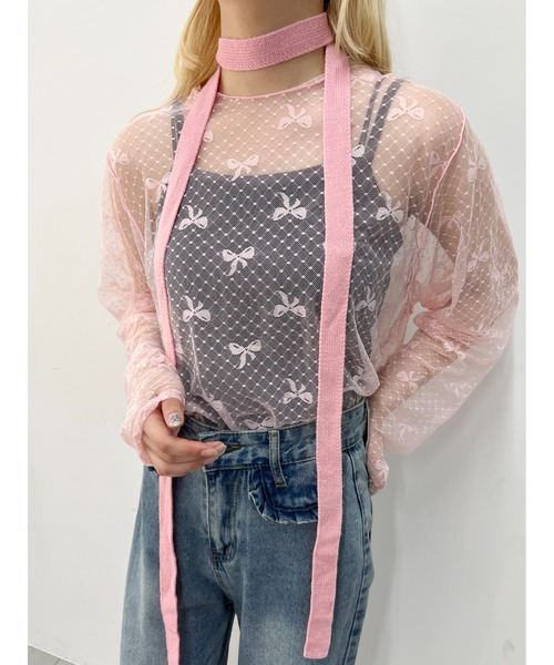 WC（ダブル シー）の「リボンチュールビッグトップス（Tシャツ/カットソー・レディース・ブラック/ピンク/ホワイト・FREE）」の16枚目の写真