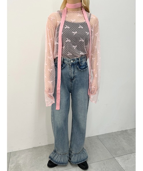 WC（ダブル シー）の「リボンチュールビッグトップス（Tシャツ/カットソー・レディース・ブラック/ピンク/ホワイト・FREE）」の18枚目の写真