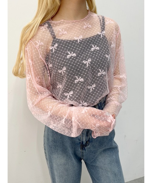 WC（ダブル シー）の「リボンチュールビッグトップス（Tシャツ/カットソー・レディース・ブラック/ピンク/ホワイト・FREE）」の19枚目の写真