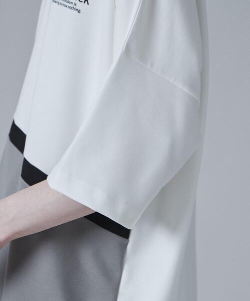 LUCY（ルーシー）の「LUCY/ドルマンポンチカラーブロックT（Tシャツ/カットソー・メンズ・ベージュ/ブルー・LARGE/MEDIUM）」の7枚目の写真