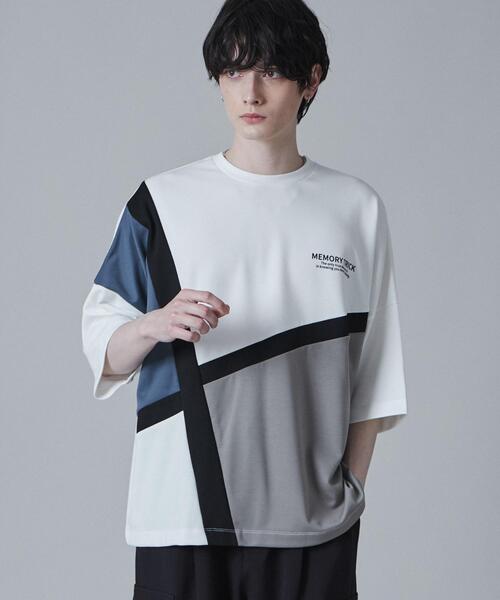 LUCY（ルーシー）の「LUCY/ドルマンポンチカラーブロックT（Tシャツ/カットソー・メンズ・ベージュ/ブルー・LARGE/MEDIUM）」の13枚目の写真