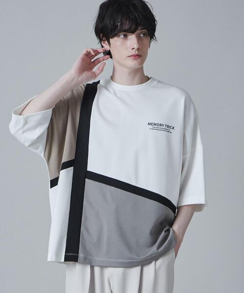 LUCY（ルーシー）の「LUCY/ドルマンポンチカラーブロックT（Tシャツ/カットソー・メンズ・ベージュ/ブルー・LARGE/MEDIUM）」の10枚目の写真