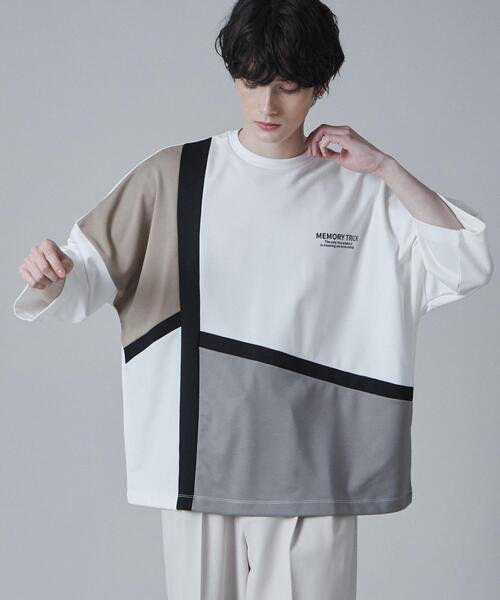 LUCY（ルーシー）の「LUCY/ドルマンポンチカラーブロックT（Tシャツ/カットソー・メンズ・ベージュ/ブルー・LARGE/MEDIUM）」の11枚目の写真