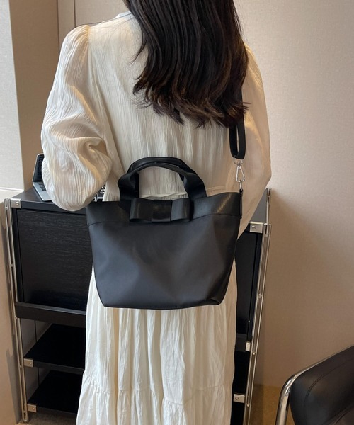 セール】2wayリボン付き 3WAY 配色リボンが大人かわいいデイリー