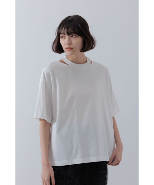 Limue(リミュ)の「カッティングデザインカットソー(Tシャツ/カットソー・レディース・カーキ/ブラック/ホワイト・FREE)」の5枚目の写真
