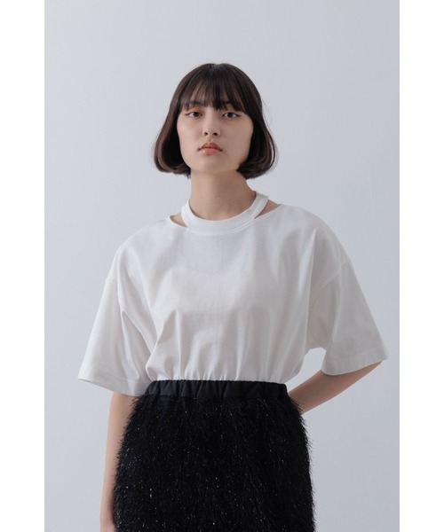 Limue(リミュ)の「カッティングデザインカットソー(Tシャツ/カットソー・レディース・カーキ/ブラック/ホワイト・FREE)」の4枚目の写真