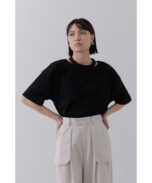 Limue(リミュ)の「カッティングデザインカットソー(Tシャツ/カットソー・レディース・カーキ/ブラック/ホワイト・FREE)」の18枚目の写真
