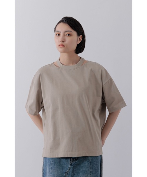Limue(リミュ)の「カッティングデザインカットソー(Tシャツ/カットソー・レディース・カーキ/ブラック/ホワイト・FREE)」の21枚目の写真
