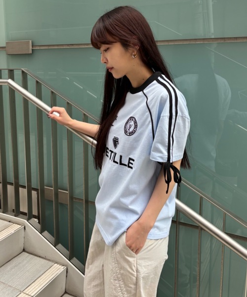 Birthday room(バースデイルーム)の「サイドラインゲームTシャツ(Tシャツ/カットソー・レディース・ホワイト/ライトブルー/ネイビー・FREE)」の6枚目の写真