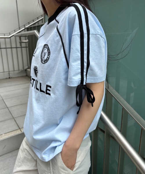 Birthday room(バースデイルーム)の「サイドラインゲームTシャツ(Tシャツ/カットソー・レディース・ホワイト/ライトブルー/ネイビー・FREE)」の8枚目の写真