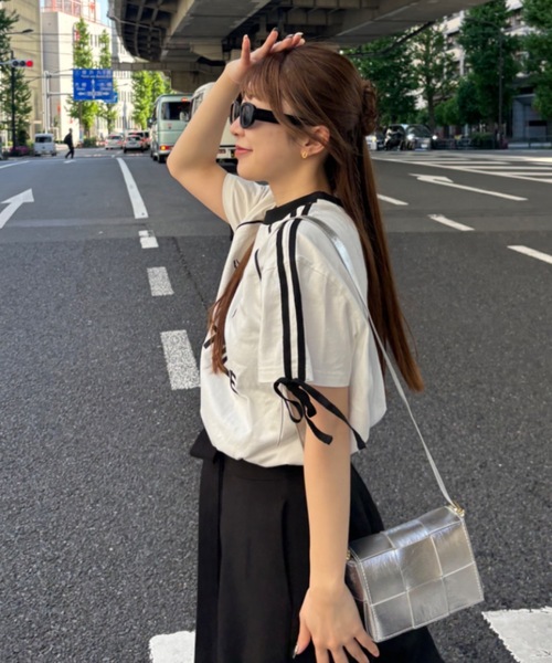 Birthday room(バースデイルーム)の「サイドラインゲームTシャツ(Tシャツ/カットソー・レディース・ホワイト/ライトブルー/ネイビー・FREE)」の4枚目の写真