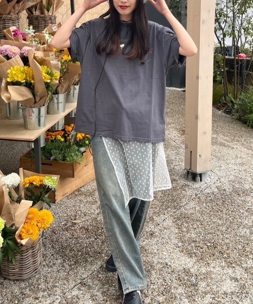 nemne store（ネンネストア）の「【サイズアソート(オーバーサイズ・クロップトサイズ)】ピグメントTシャツ（Tシャツ/カットソー・レディース・ブルー/スミクロ/レッド/ネイビー系1/ネイビー系2/ブラック系その他/ブラック系その他2・LARGE/MEDIUM/SMALL/X-SMALL/X-LARGE）」の19枚目の写真