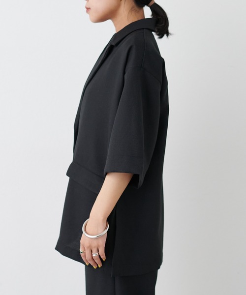 LARUTA（ラルータ）の「【LARUTA】リネンライク半袖テーラージャケット（テーラードジャケット・レディース・ブラック/ライトベージュ・FREE）」の19枚目の写真