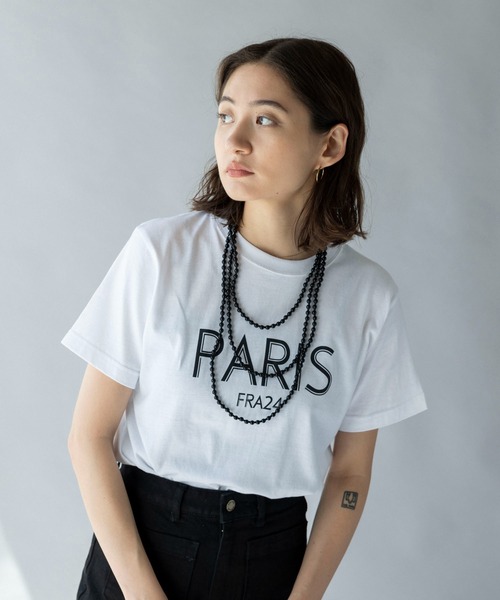 United Athle（ユナイテッドアスレ）の「【UNITED ATHLE】▲ロゴ クルーネック 半袖Tシャツ (PARIS FR24)（Tシャツ/カットソー・レディース・ネイビー/ブラック/ホワイト・L/S/M）」の9枚目の写真