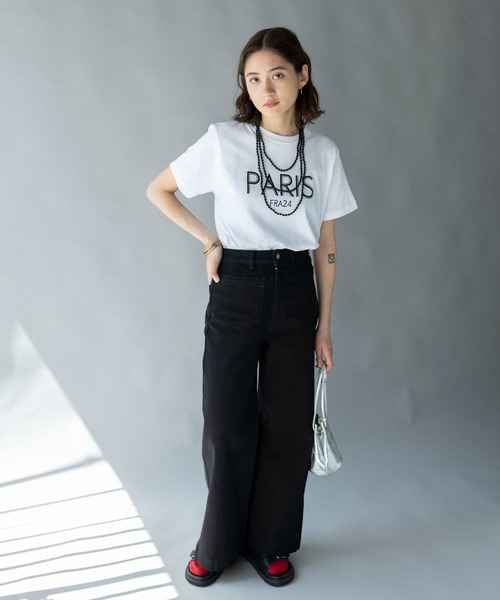 United Athle（ユナイテッドアスレ）の「【UNITED ATHLE】▲ロゴ クルーネック 半袖Tシャツ (PARIS FR24)（Tシャツ/カットソー・レディース・ネイビー/ブラック/ホワイト・L/S/M）」の10枚目の写真