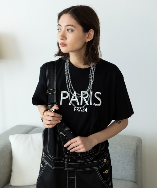 United Athle（ユナイテッドアスレ）の「【UNITED ATHLE】▲ロゴ クルーネック 半袖Tシャツ (PARIS FR24)（Tシャツ/カットソー・レディース・ネイビー/ブラック/ホワイト・L/S/M）」の15枚目の写真